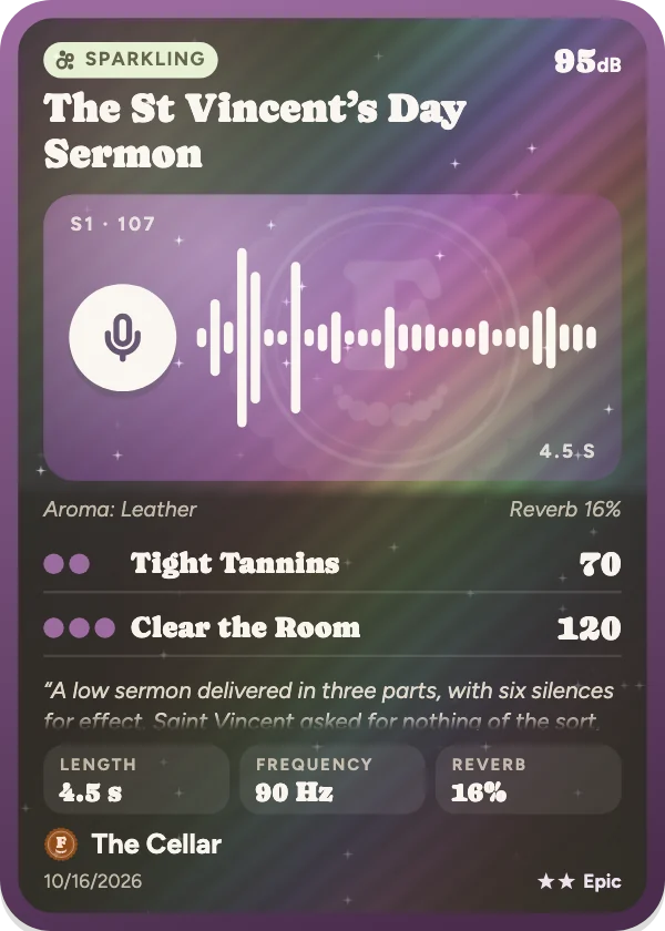 An Epic card, The St Vincent’s Day Sermon