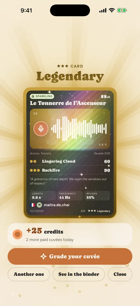 A Legendary card revealed after recording